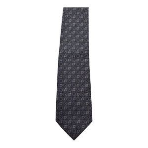 Gianluca Isaia Napoli Geometric Pattern Gray 100% Silk Necktie